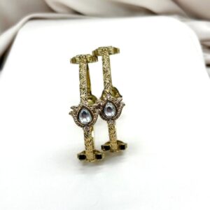 kundan kada bangles with lotus motif