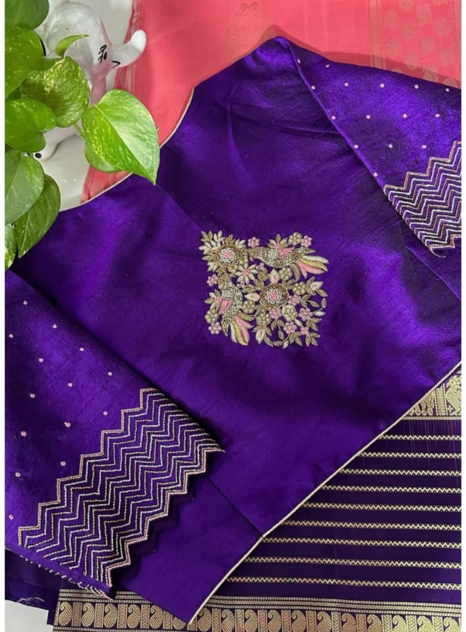 royal purple zari chevron silk designer blouse royal purple zari chevron silk designer blouse