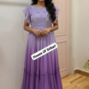 lavender star embroidered tiered maxi frock