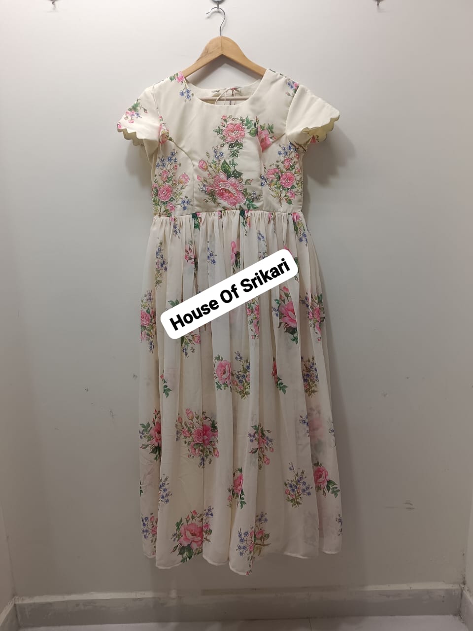 ivory cream floral printed maxi frock ivory cream floral printed maxi frock