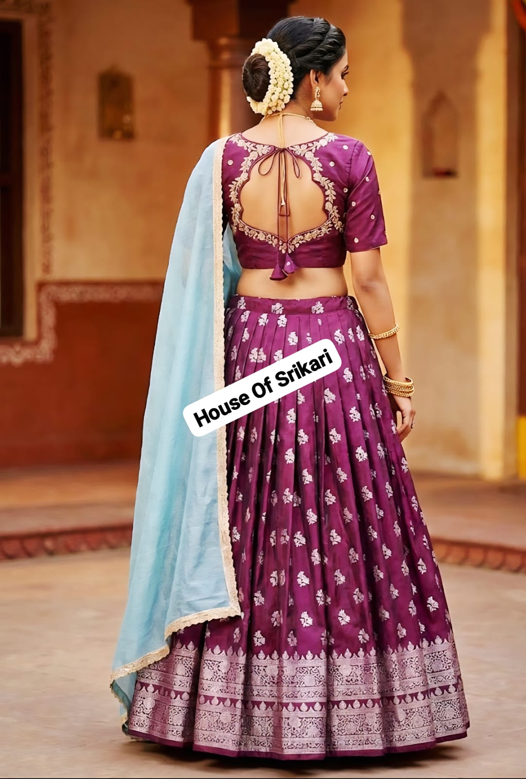 wine purple silk lehenga set with sky blue dupatta wine purple silk lehenga set with sky blue dupatta
