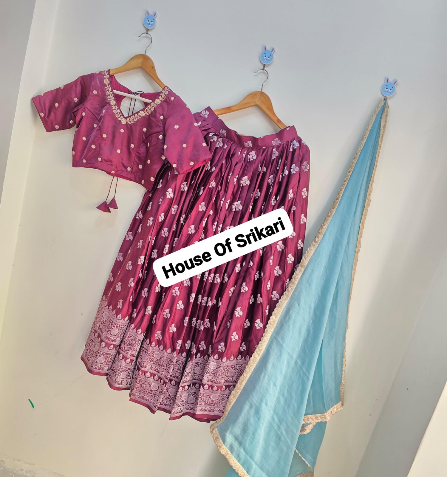 wine purple silk lehenga set with sky blue dupatta wine purple silk lehenga set with sky blue dupatta